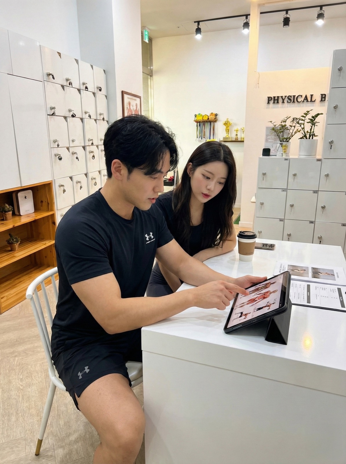 회원과 상담 중인 대표 트레이너